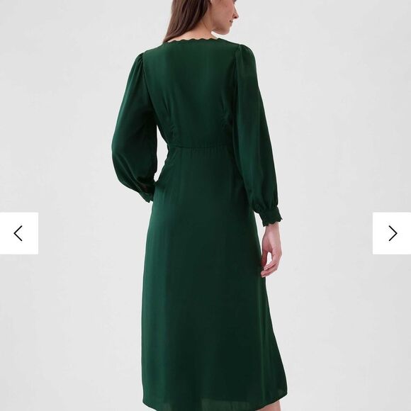 NWT Green Satin Empire Midi Dress✨ - Picture 3 of 11